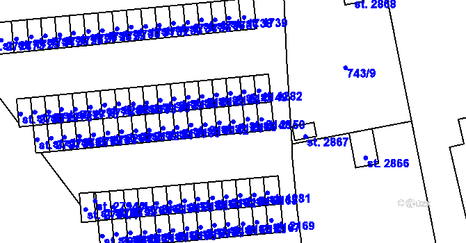 Parcela st. 2146 v KÚ Humpolec, Katastrální mapa