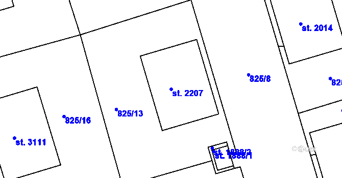 Parcela st. 2207 v KÚ Humpolec, Katastrální mapa