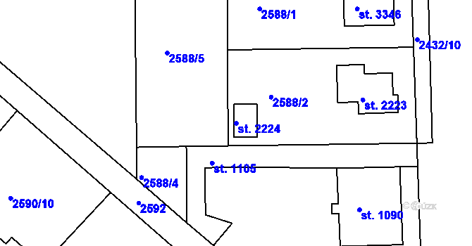Parcela st. 2224 v KÚ Humpolec, Katastrální mapa