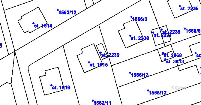 Parcela st. 2239 v KÚ Humpolec, Katastrální mapa