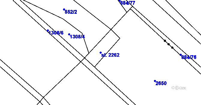 Parcela st. 2262 v KÚ Humpolec, Katastrální mapa