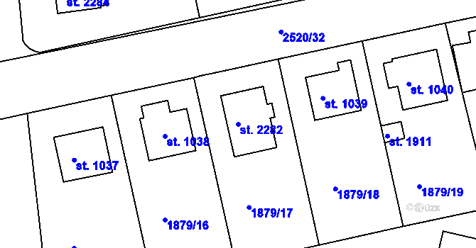 Parcela st. 2282 v KÚ Humpolec, Katastrální mapa