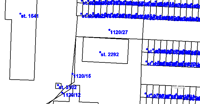 Parcela st. 2292 v KÚ Humpolec, Katastrální mapa