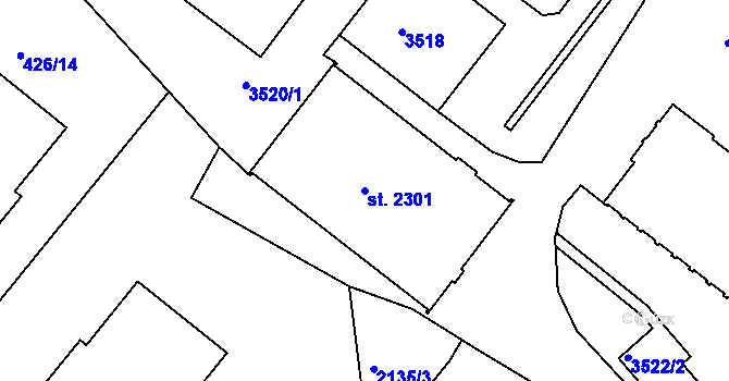 Parcela st. 2301 v KÚ Humpolec, Katastrální mapa