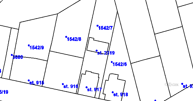 Parcela st. 2319 v KÚ Humpolec, Katastrální mapa