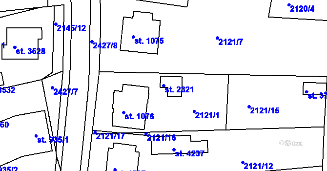 Parcela st. 2321 v KÚ Humpolec, Katastrální mapa
