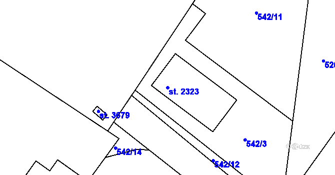 Parcela st. 2323 v KÚ Humpolec, Katastrální mapa