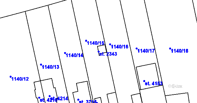 Parcela st. 2343 v KÚ Humpolec, Katastrální mapa
