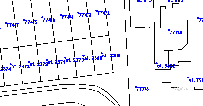 Parcela st. 2368 v KÚ Humpolec, Katastrální mapa