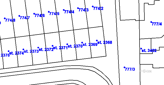 Parcela st. 2369 v KÚ Humpolec, Katastrální mapa