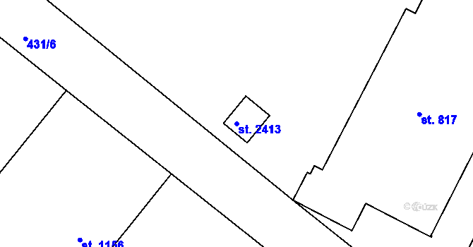 Parcela st. 2413 v KÚ Humpolec, Katastrální mapa
