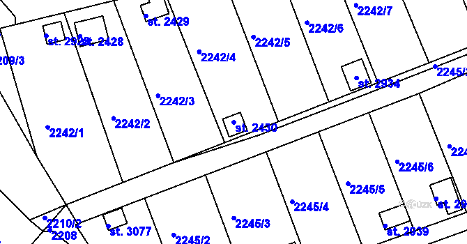 Parcela st. 2430 v KÚ Humpolec, Katastrální mapa