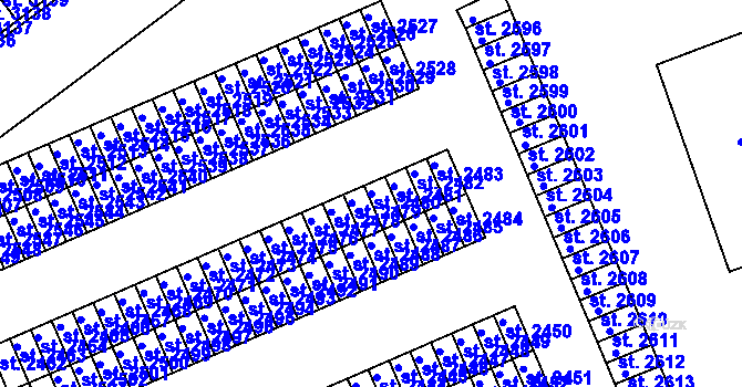 Parcela st. 2480 v KÚ Humpolec, Katastrální mapa