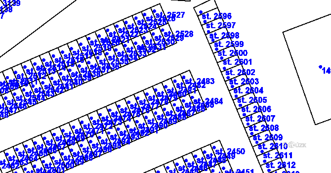 Parcela st. 2481 v KÚ Humpolec, Katastrální mapa