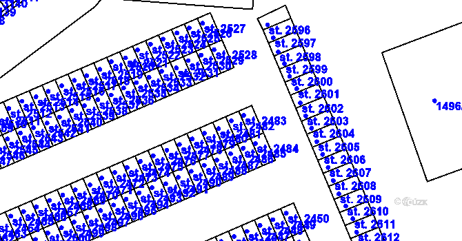 Parcela st. 2482 v KÚ Humpolec, Katastrální mapa