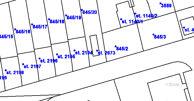 Parcela st. 2673 v KÚ Humpolec, Katastrální mapa
