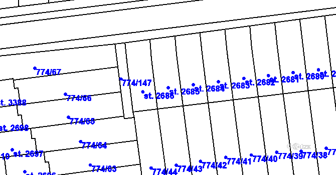 Parcela st. 2685 v KÚ Humpolec, Katastrální mapa