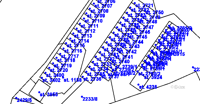 Parcela st. 2731 v KÚ Humpolec, Katastrální mapa