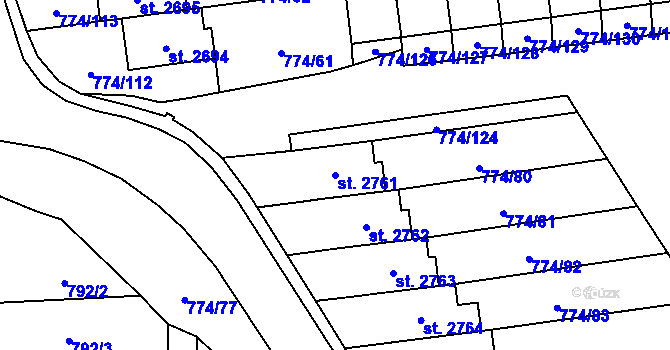 Parcela st. 2761 v KÚ Humpolec, Katastrální mapa