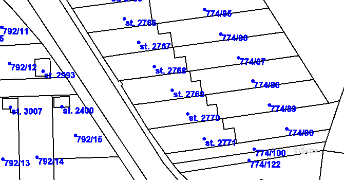 Parcela st. 2769 v KÚ Humpolec, Katastrální mapa
