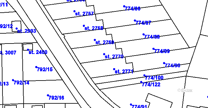 Parcela st. 2770 v KÚ Humpolec, Katastrální mapa