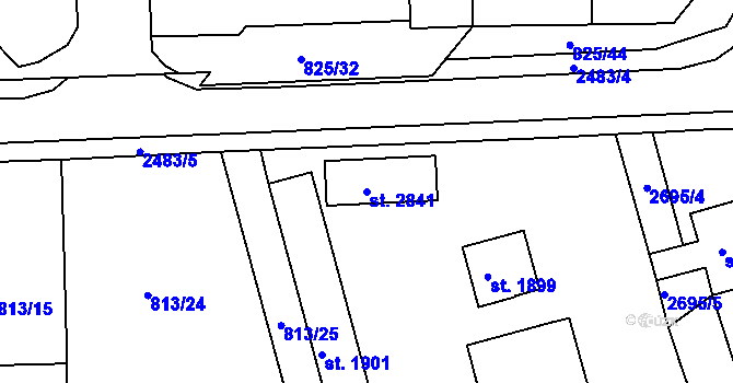 Parcela st. 2841 v KÚ Humpolec, Katastrální mapa