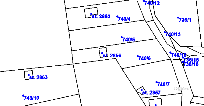Parcela st. 2856 v KÚ Humpolec, Katastrální mapa