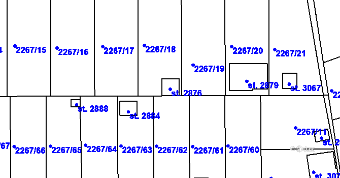 Parcela st. 2876 v KÚ Humpolec, Katastrální mapa