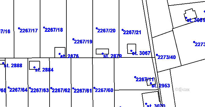 Parcela st. 2879 v KÚ Humpolec, Katastrální mapa
