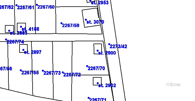Parcela st. 2900 v KÚ Humpolec, Katastrální mapa