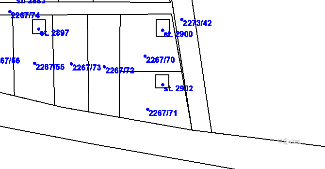 Parcela st. 2902 v KÚ Humpolec, Katastrální mapa