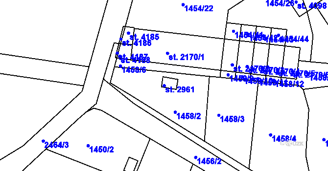 Parcela st. 2961 v KÚ Humpolec, Katastrální mapa