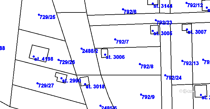 Parcela st. 3006 v KÚ Humpolec, Katastrální mapa