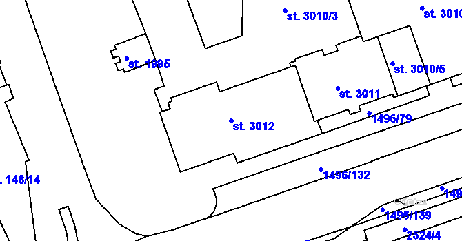 Parcela st. 3012 v KÚ Humpolec, Katastrální mapa