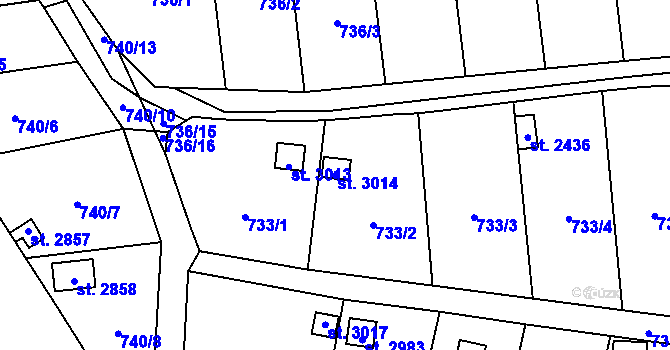 Parcela st. 3014 v KÚ Humpolec, Katastrální mapa