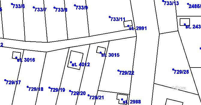 Parcela st. 3015 v KÚ Humpolec, Katastrální mapa