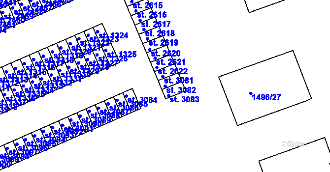 Parcela st. 3082 v KÚ Humpolec, Katastrální mapa