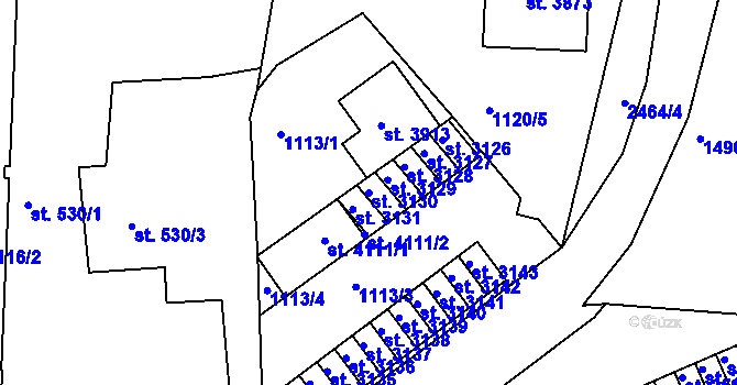 Parcela st. 3130 v KÚ Humpolec, Katastrální mapa