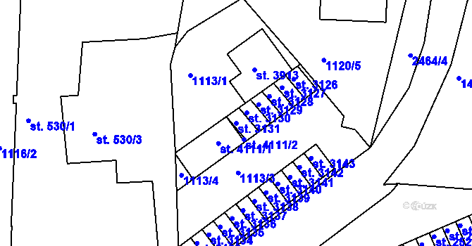 Parcela st. 3131 v KÚ Humpolec, Katastrální mapa