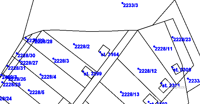 Parcela st. 3164 v KÚ Humpolec, Katastrální mapa