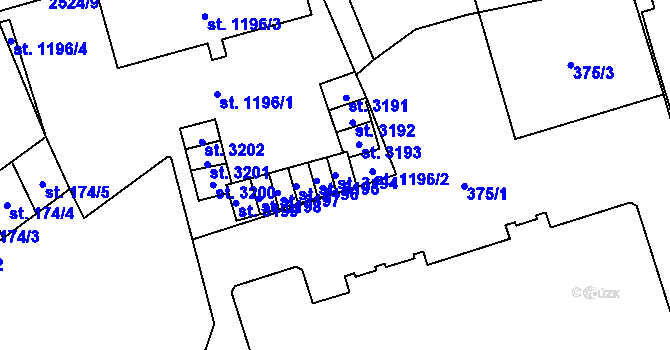Parcela st. 3194 v KÚ Humpolec, Katastrální mapa