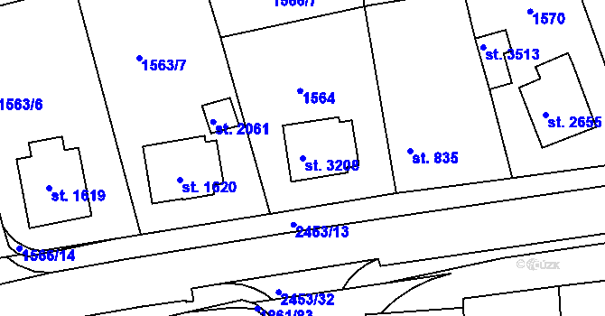 Parcela st. 3208 v KÚ Humpolec, Katastrální mapa