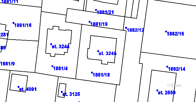 Parcela st. 3245 v KÚ Humpolec, Katastrální mapa
