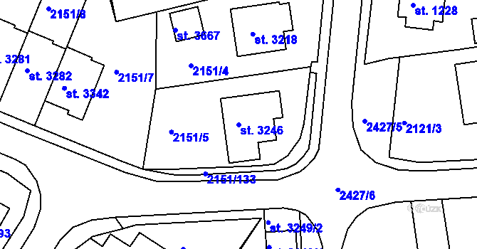 Parcela st. 3246 v KÚ Humpolec, Katastrální mapa