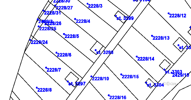 Parcela st. 3298 v KÚ Humpolec, Katastrální mapa