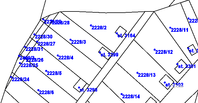 Parcela st. 3299 v KÚ Humpolec, Katastrální mapa