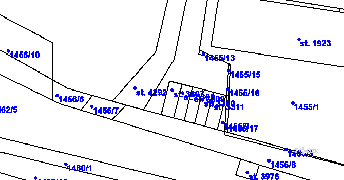 Parcela st. 3307 v KÚ Humpolec, Katastrální mapa