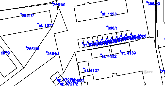 Parcela st. 3316 v KÚ Humpolec, Katastrální mapa