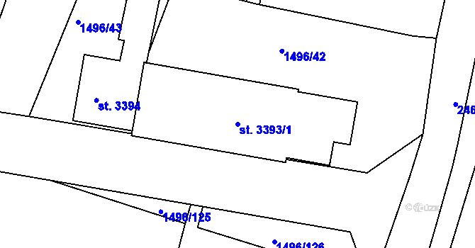 Parcela st. 3393/1 v KÚ Humpolec, Katastrální mapa