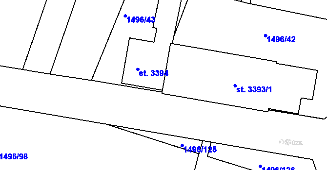 Parcela st. 3393/5 v KÚ Humpolec, Katastrální mapa